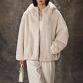Women’s Hooded Faux Fur Jacket with Relaxed Fit