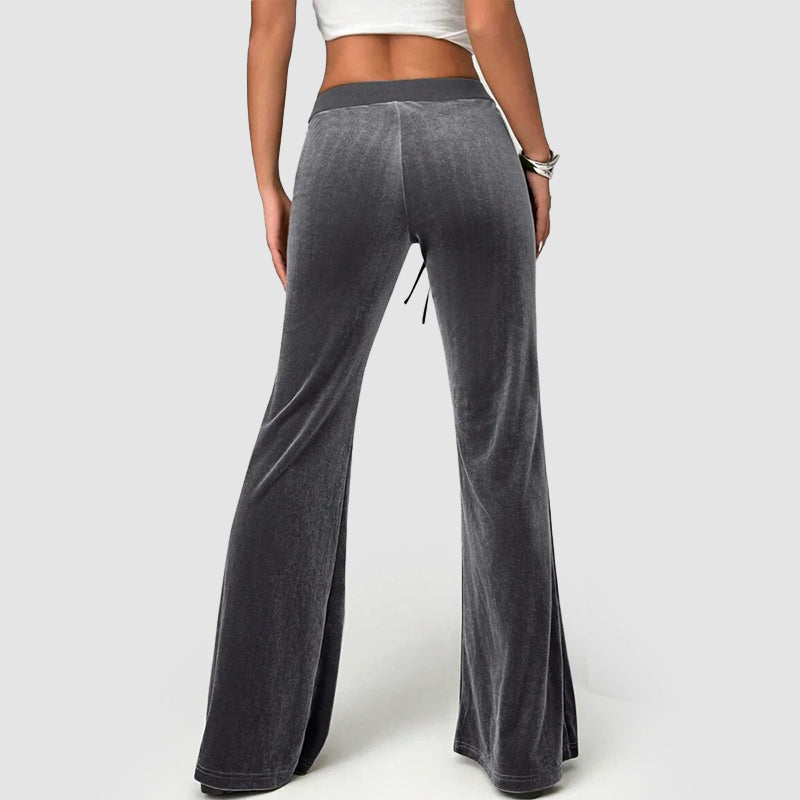 Women’s Velvet Flared Pants with Front Pockets